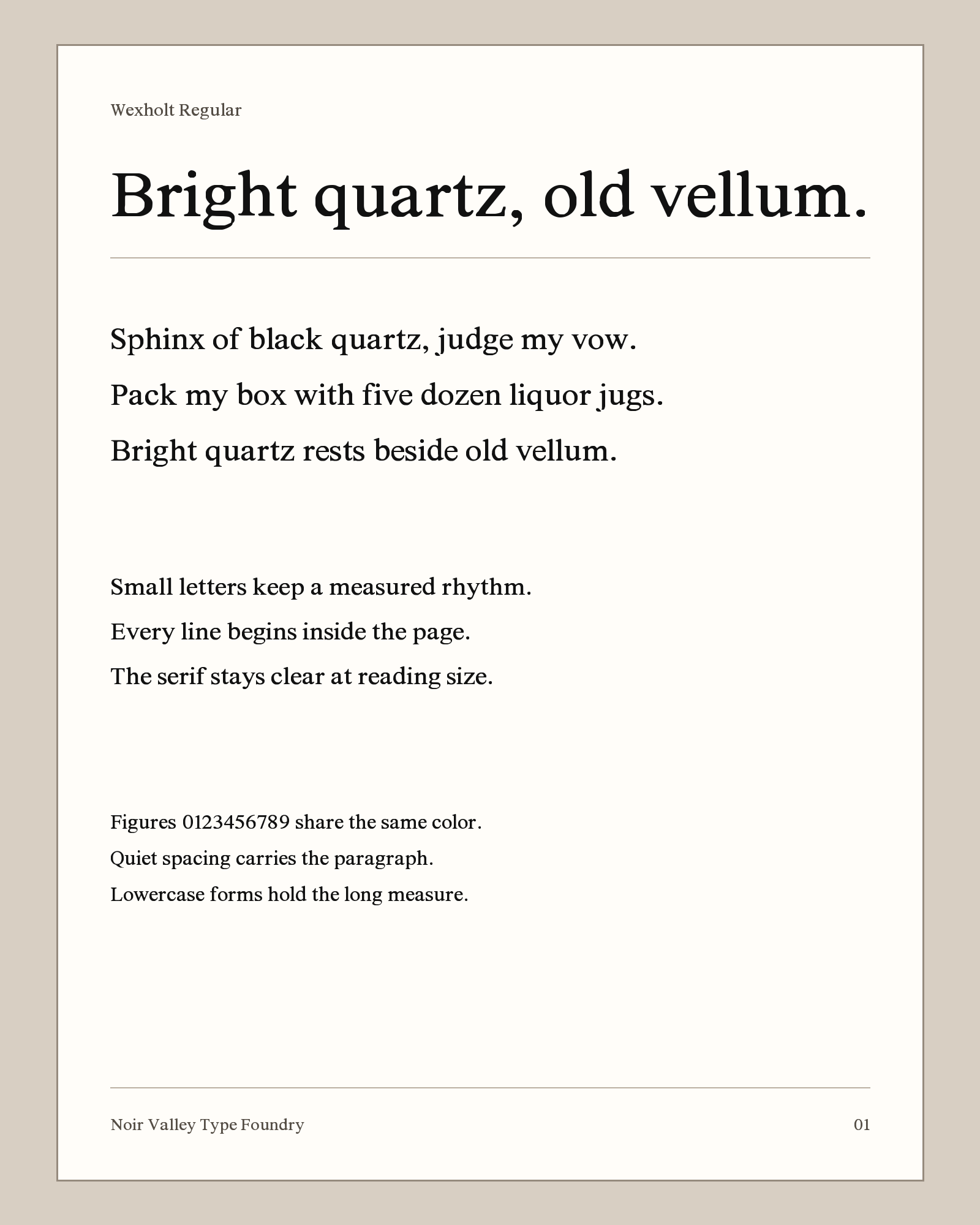 Wexholt paragraphs shown at three reading sizes