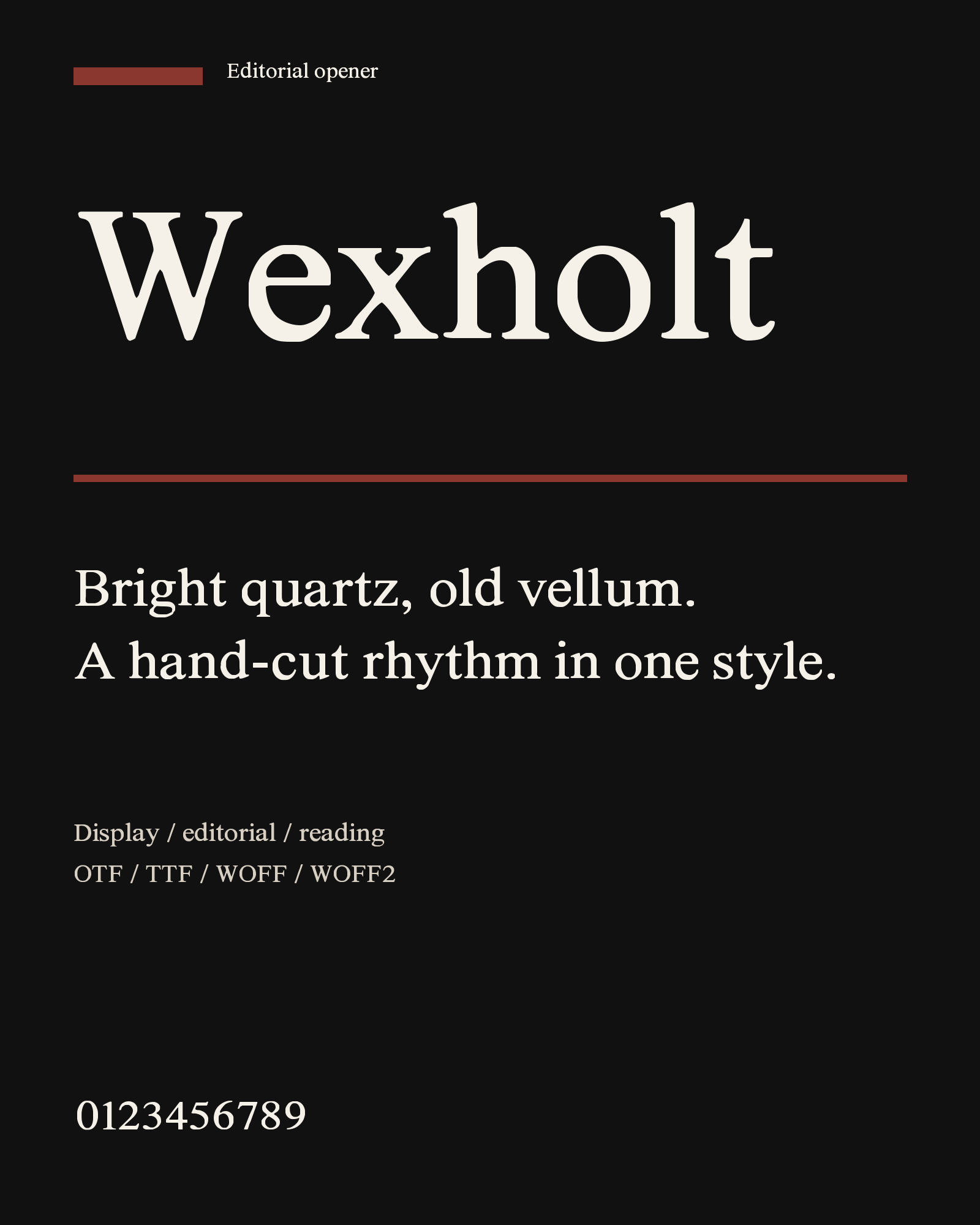 Wexholt words and title lines arranged as an editorial opener